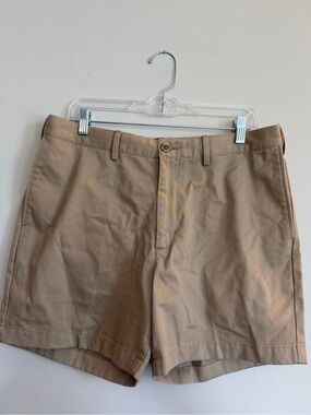Lands' End Men's Khaki Flat-Front Cotton Shorts